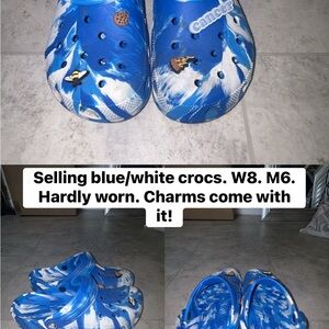 CROCS Blue and White Clogs with Charms